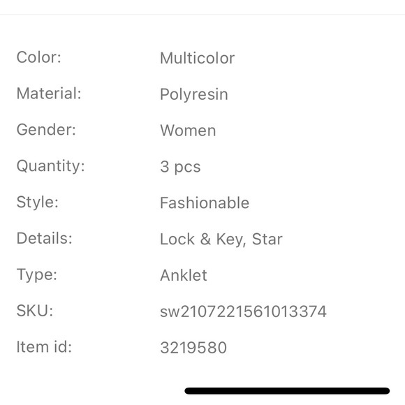 3 pcs Moon Star Lock Beaded Anklet Set Golden Charms Multicolor - Picture 6 of 6